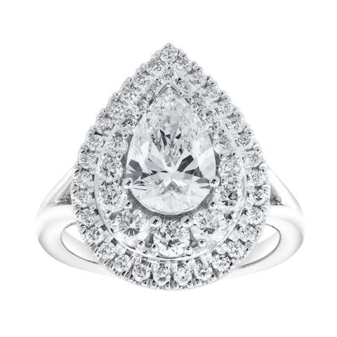 Anisa 14K White Gold Pear Lab Grown Diamond Halo Engagement Ring - 2.5 Ct