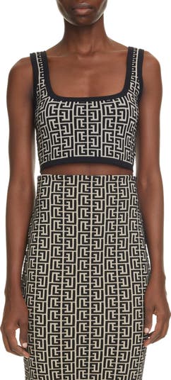 Balmain Monogram Jacquard Crop Top | Nordstrom