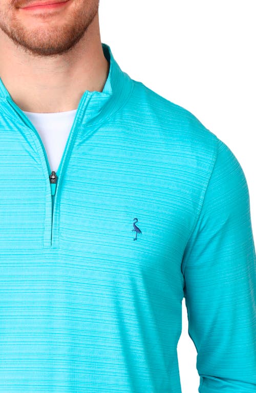 Tailorbyrd Stripe Quarter Zip Performance Polo In Aqua