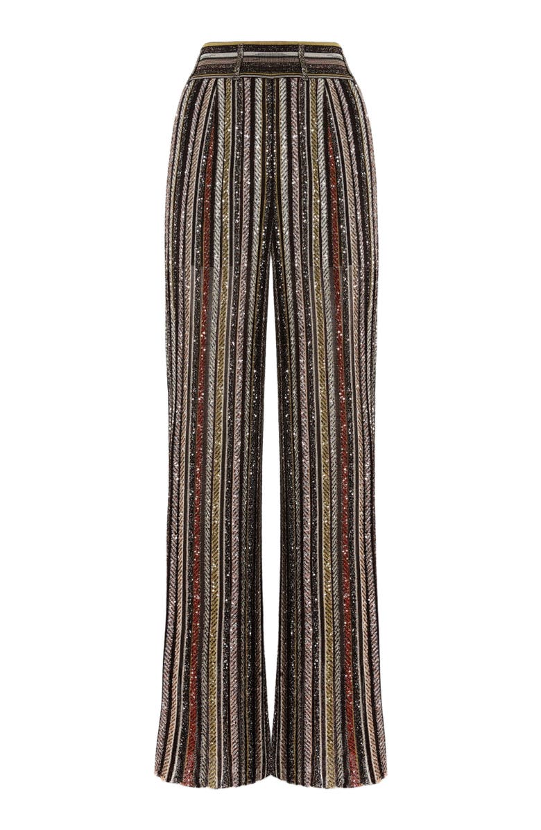 Missoni Long Pants In Herringbone Stripe Knit, Alternate, color, Multicoloured Brown