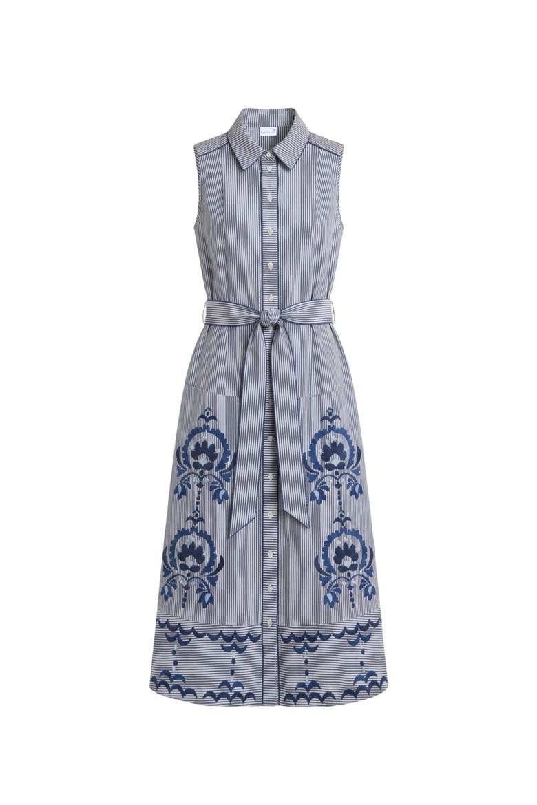 Francesca Midi Shirtdress, Main, color, Parkside Floral Stripe