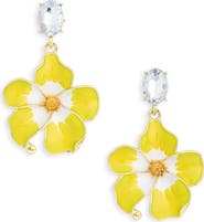EYE CANDY LOS ANGELES Gloria Cubic Zirconia & Enamel Floral Drop Earrings