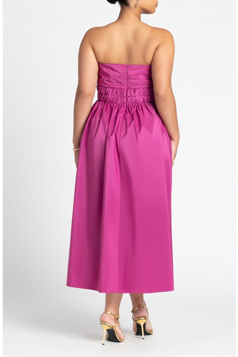 Pleated Ruffle Neckline Midi Dress, Alternate, color, VIVID VIOLA