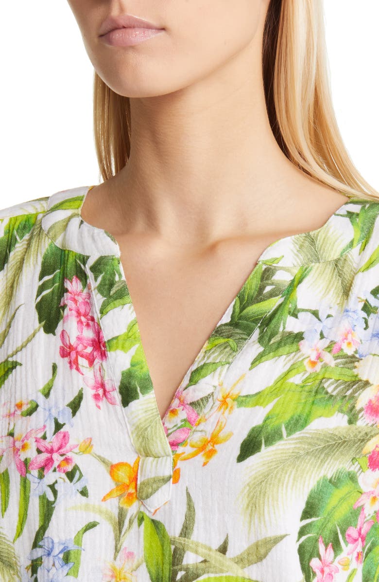 Tommy Bahama Breezy Blooms Cotton Gauze Popover Blouse, Alternate, color, 