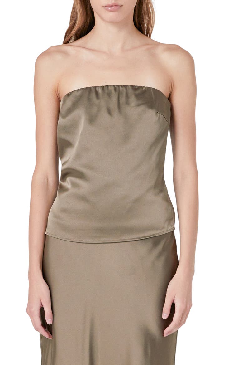 Strapless Satin Top, Main, color, ESPRESSO