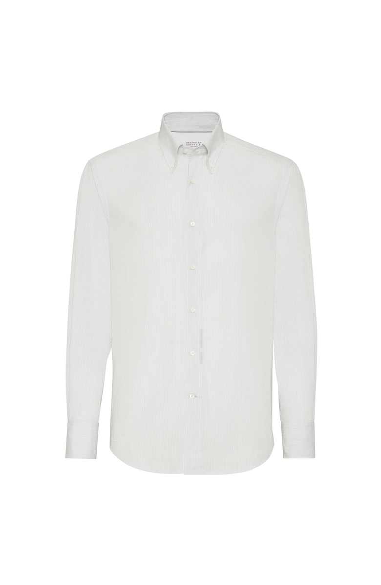 Brunello Cucinelli Striped poplin shirt, Main, color, White