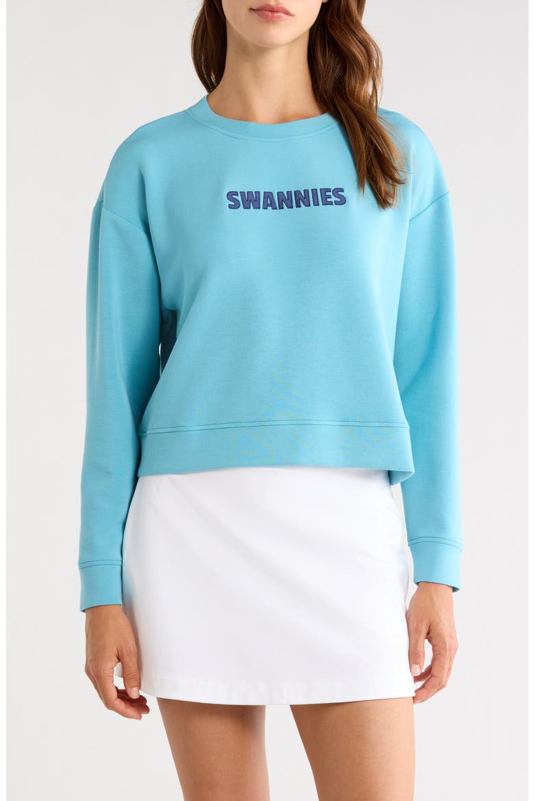 Monica Logo Graphic Crop Sweatshirt, Main, color, AQUA