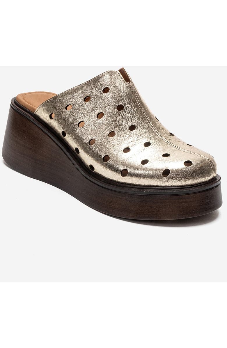 Forever & Always Shoes Nives Leather Wedge Sandal, Alternate, color, Gold