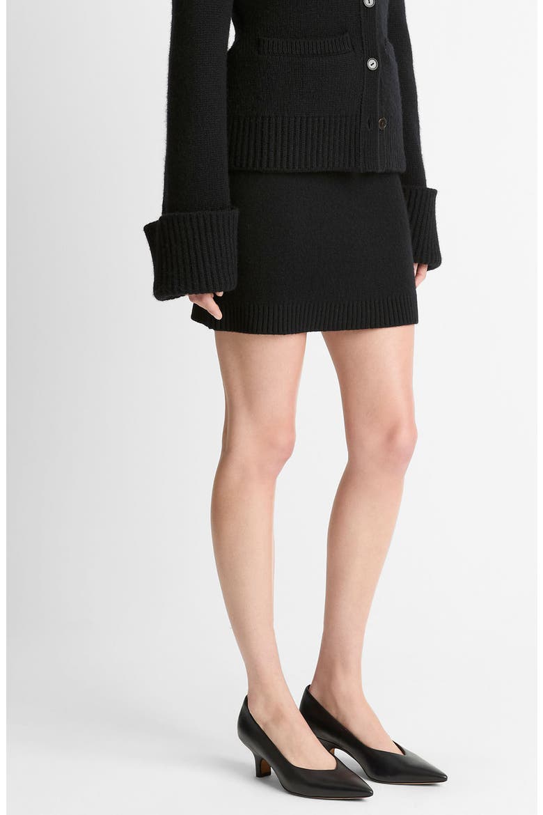 Double Face Wool Blend Miniskirt, Alternate, color, BLACK