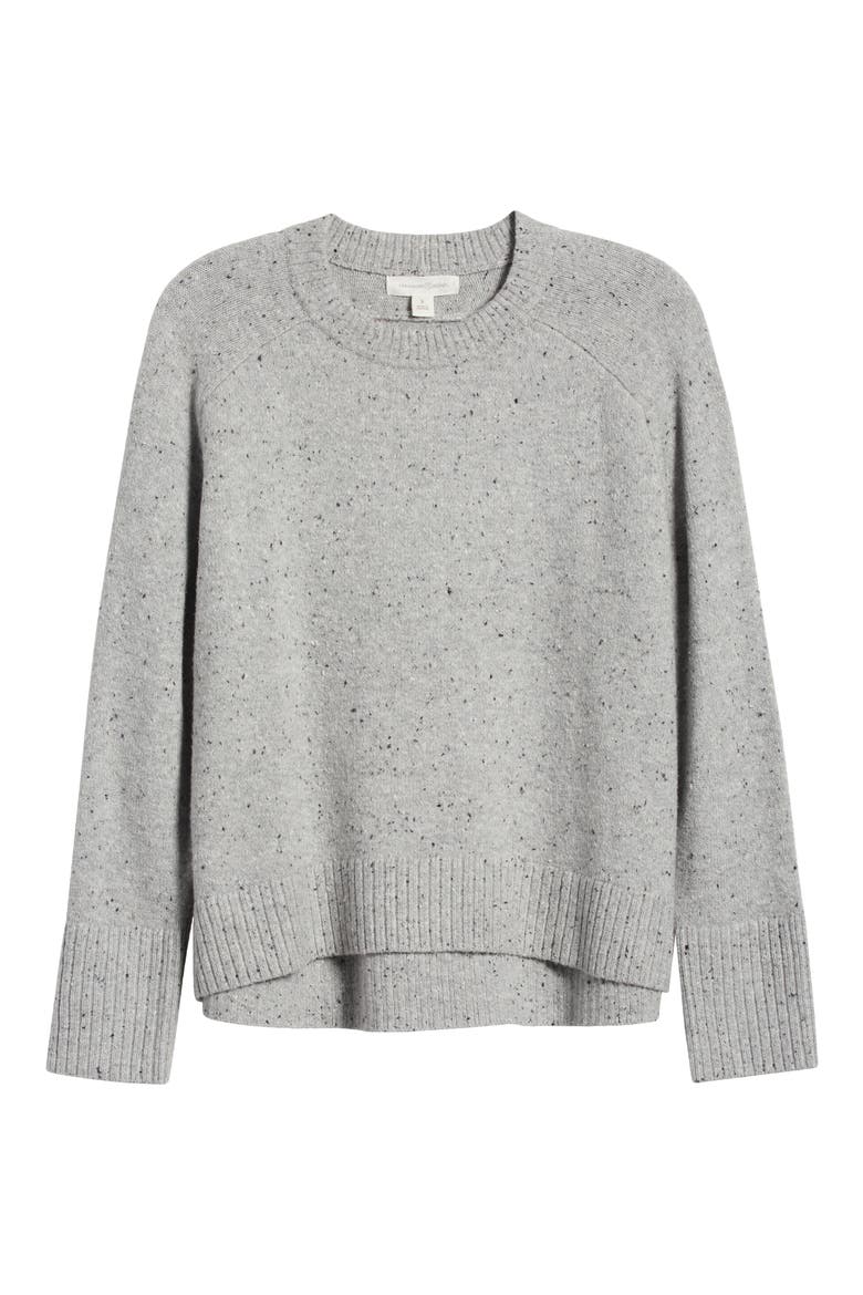 Speckled Pima Cotton Blend Sweater, Alternate, color, GREY HEATHER NEP