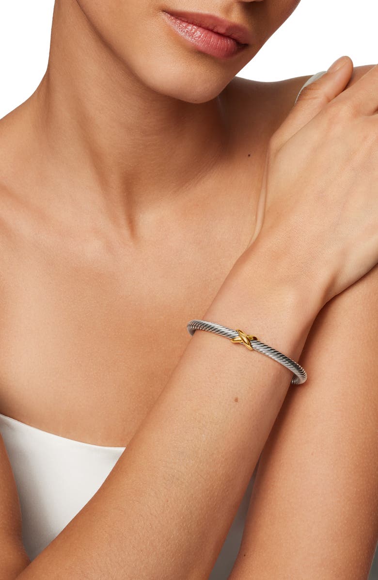 David Yurman X Classic Cable Station Bracelet in Sterling Silver with 14K Gold, 5mm, Alternate, color, Two Tone