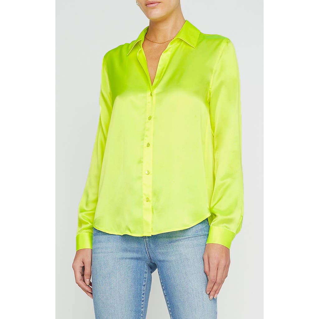 L'agence Tyler Silk Blouse In Neon Citrus