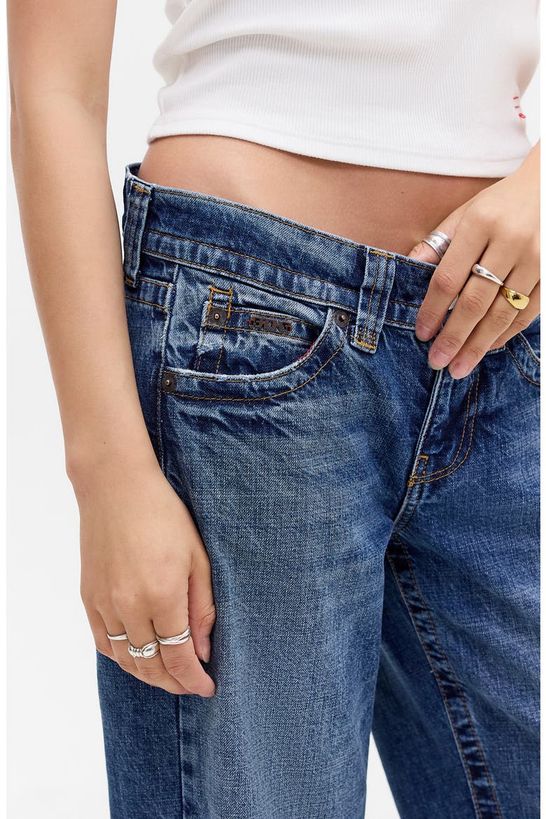 Kayla Ripped Low Rise Wide Leg Jeans, Alternate, color, BLUE