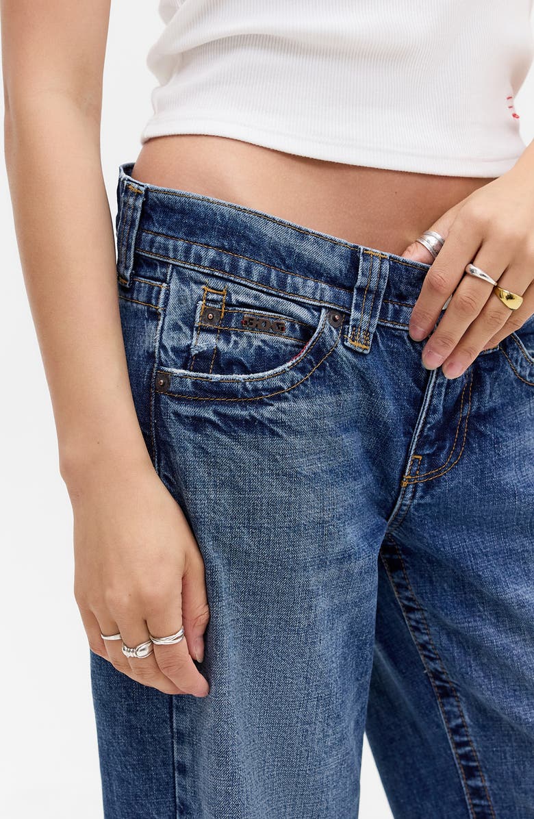 BDG Urban Outfitters Kayla Ripped Low Rise Wide Leg Jeans, Alternate, color, Blue