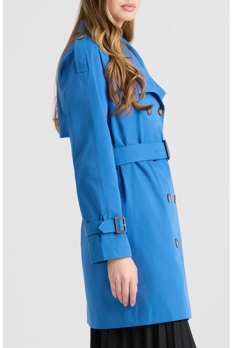Belted Double Breasted Trench Coat, Alternate, color, DENIM BLUE