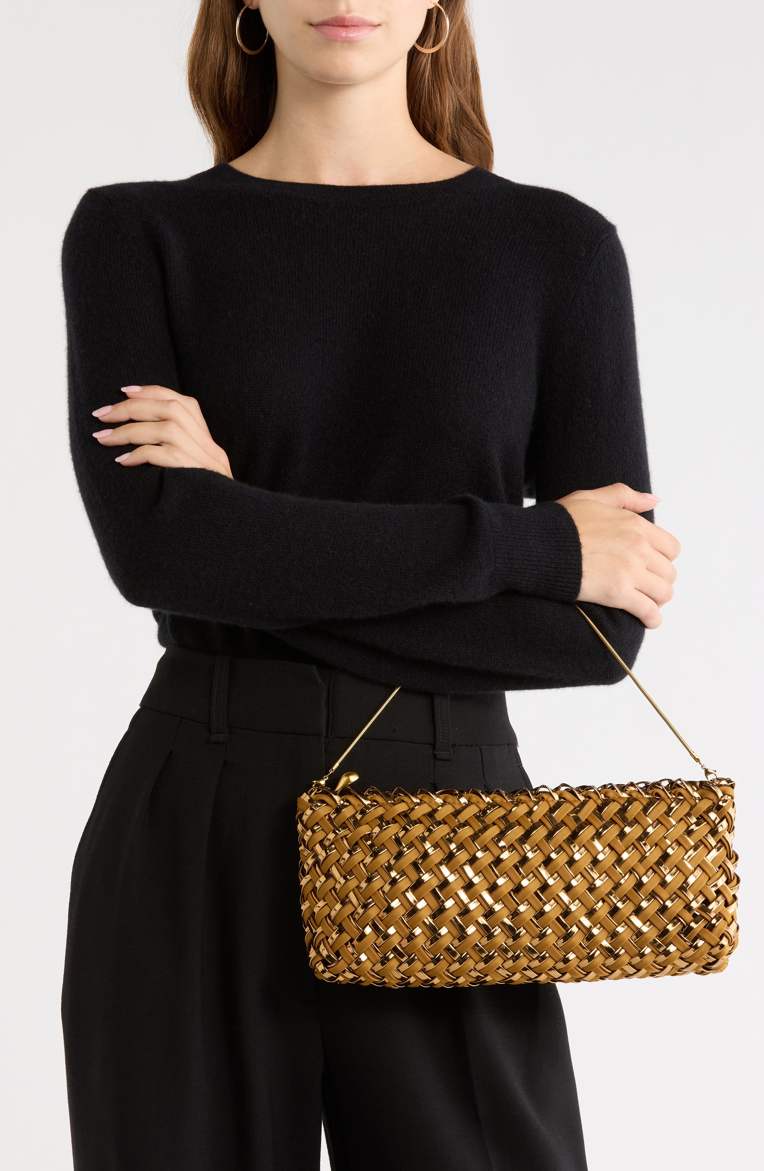 Gala Double Weave Metallic Clutch, Alternate, color, FIRENZE