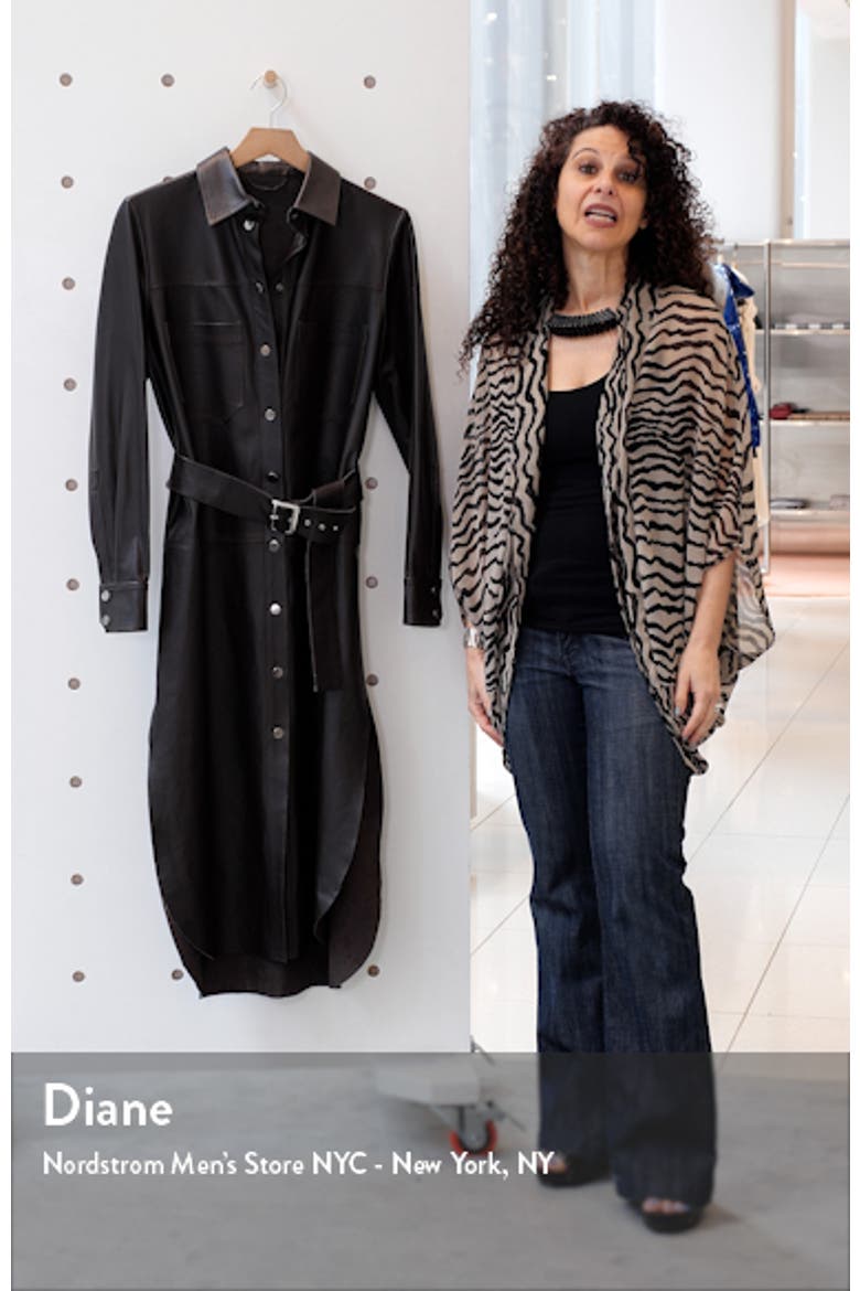 Barrkir Long Sleeve Faux Leather Shirtdress video