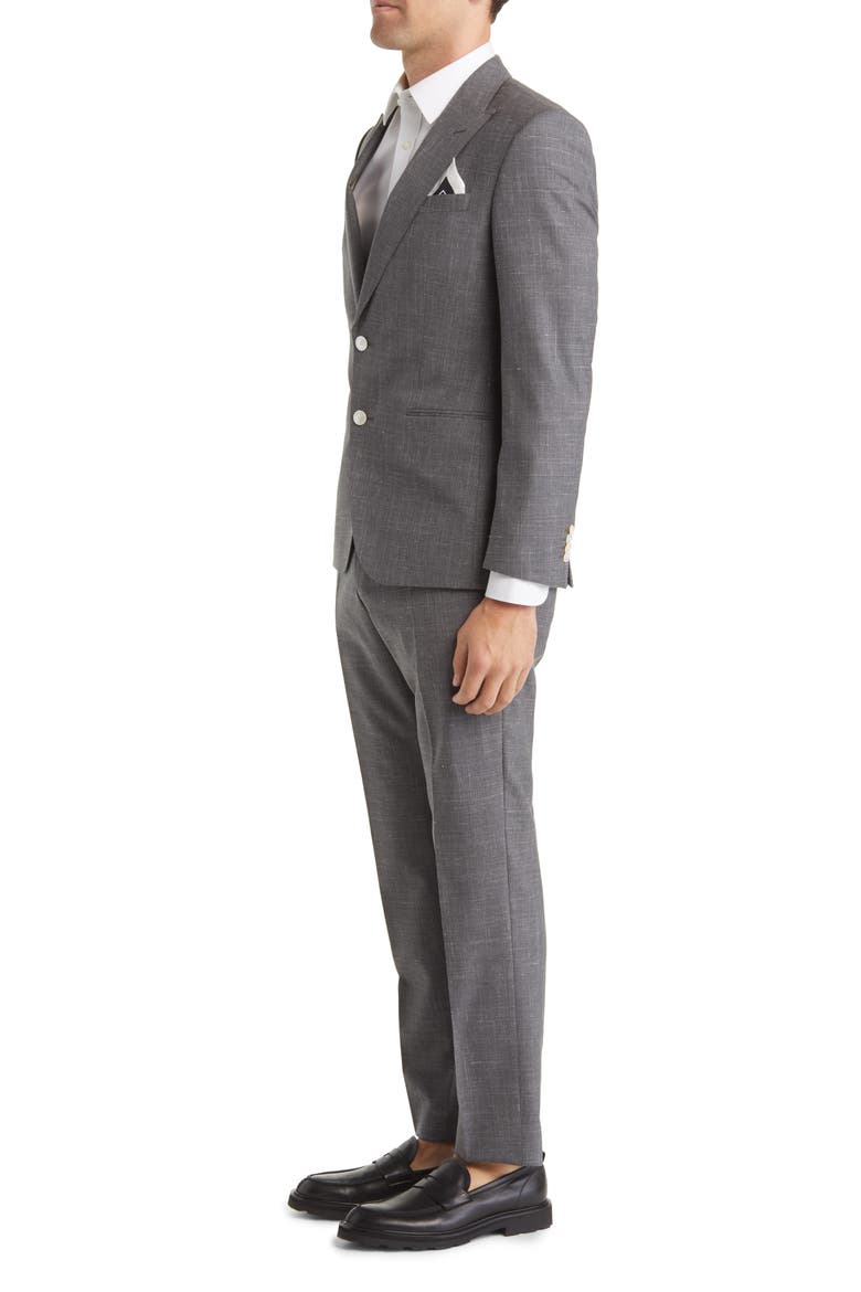 Virgin Wool, Silk & Linen Suit, Alternate, color, DARK GREY