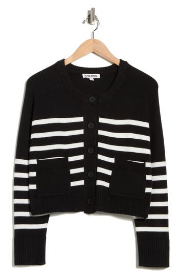 Vigoss Stripe Pocket Cardigan In Black
