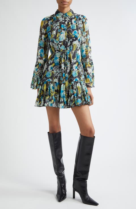 Lyra Tossed Floral Long Sleeve Minidress