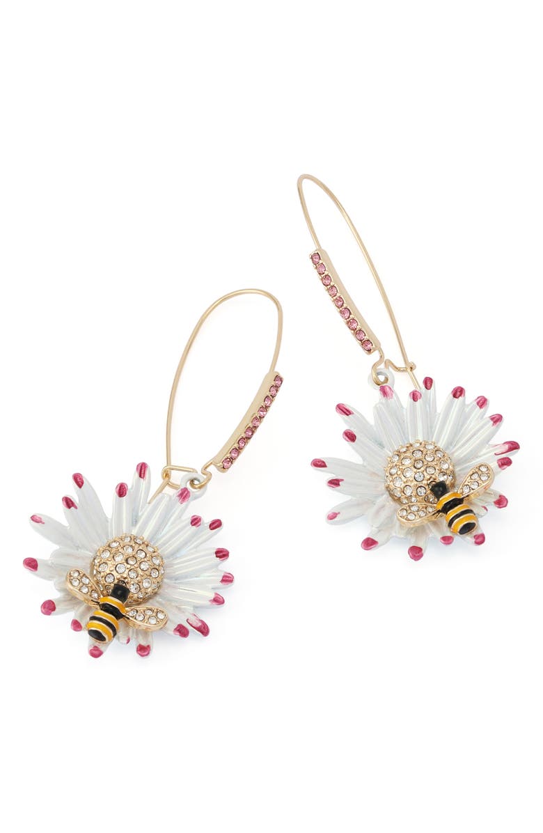 Betsey Johnson Flower & Bee Statement Earrings, Alternate, color,