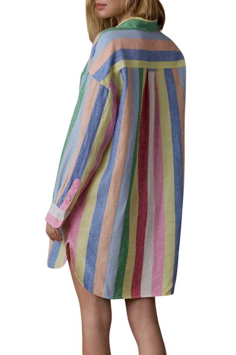 Laguna Stripe Long Sleeve Linen Shirtdress, Alternate, color, SUNBEAM STRIPE