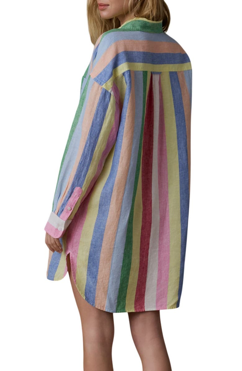 Faherty Laguna Stripe Long Sleeve Linen Shirtdress, Alternate, color, 