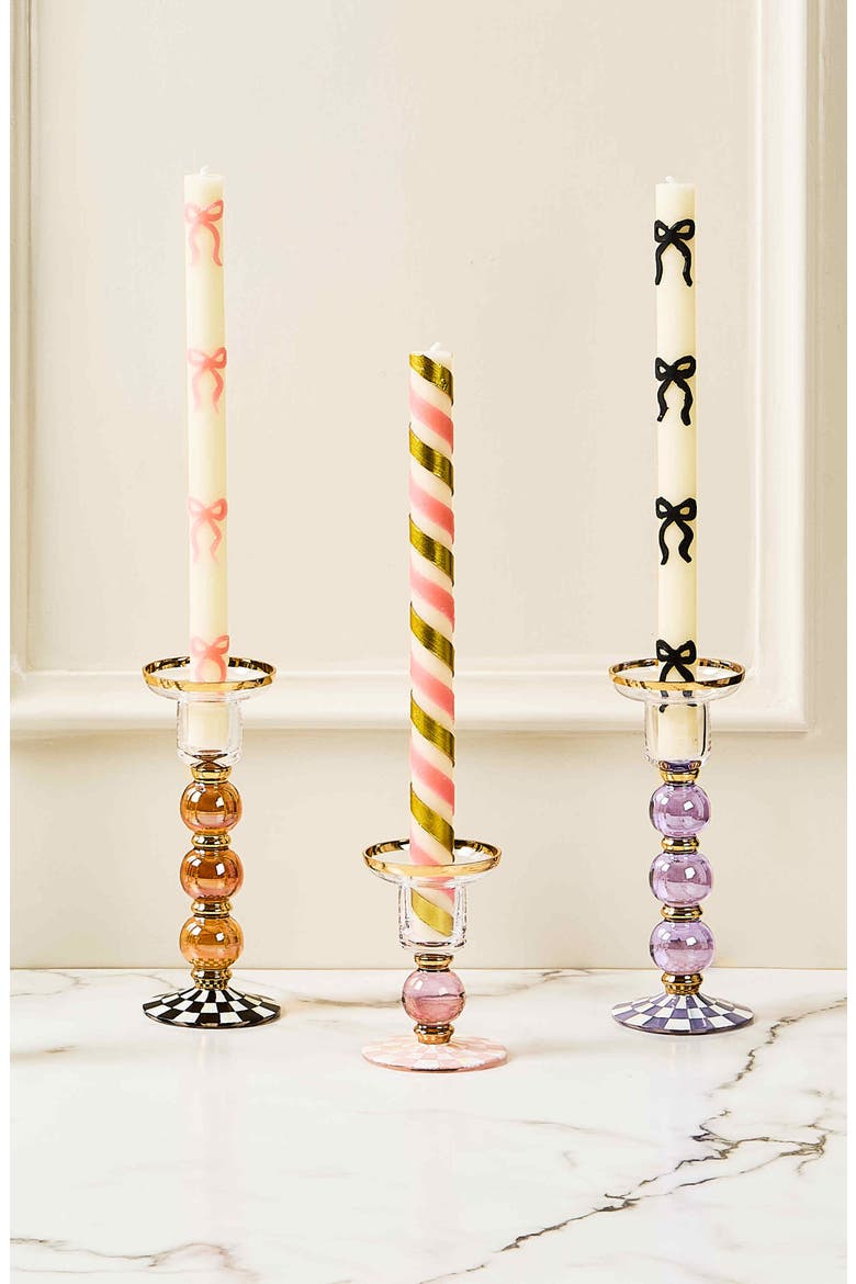 Rosy Check Small Glass Candleholder, Alternate, color, ROSY