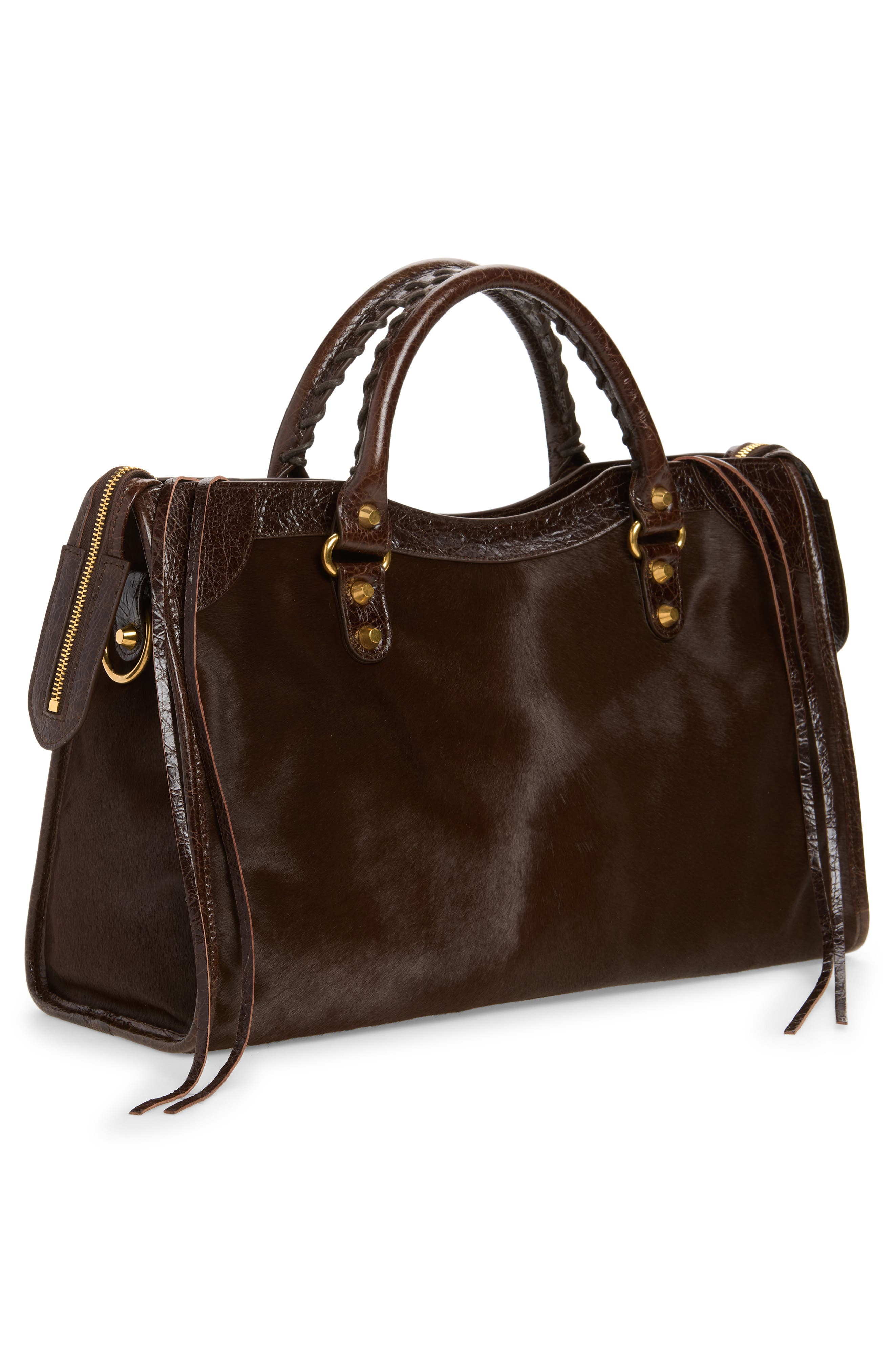 Medium Le City Genuine Calf Hair & Arena Leather Satchel, Alternate, color, 2836 MID BROWN