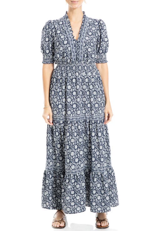 Floral Short Sleeve Tiered Maxi Dress