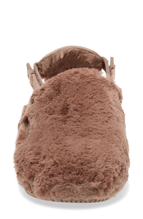 Nike Calm Faux Fur Mule In Mink Brown/brown