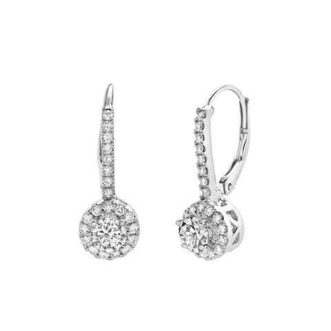 Raine Pave Round Diamond Drop Huggie Hoop Earrings in 14K Gold