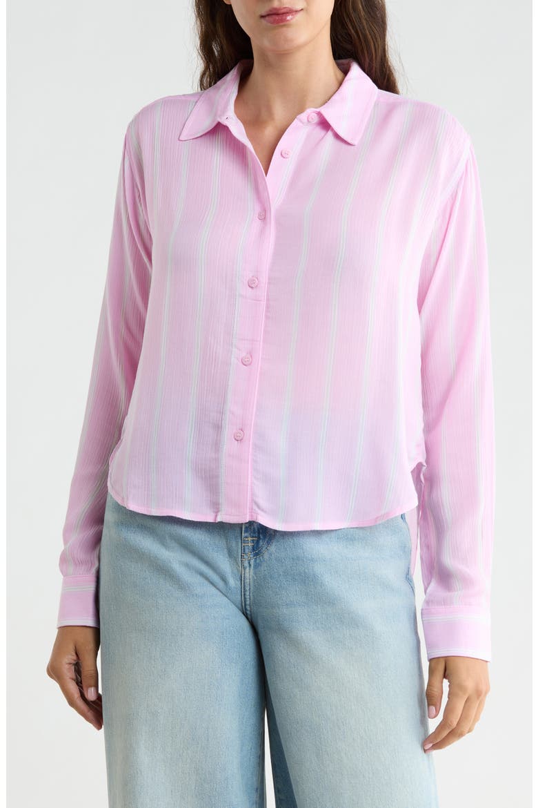 Jayleah Stripe Modal Button-Up Shirt, Main, color, BLUSH PINK/ MULTI