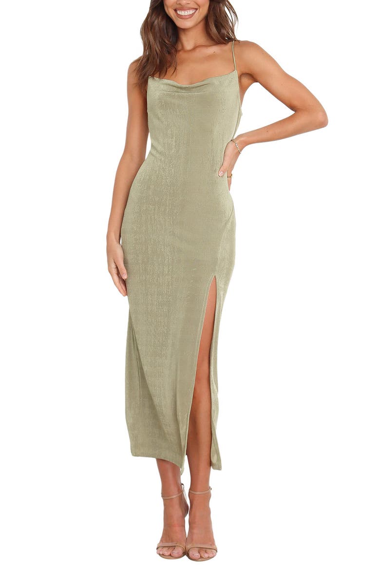 Diani Cowl Neck Midi Slipdress, Main, color, OLIVE