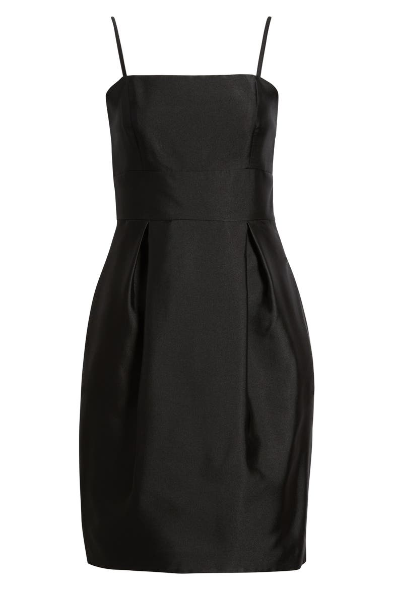 Satin Twill Cocktail Dress, Alternate, color, BLACK