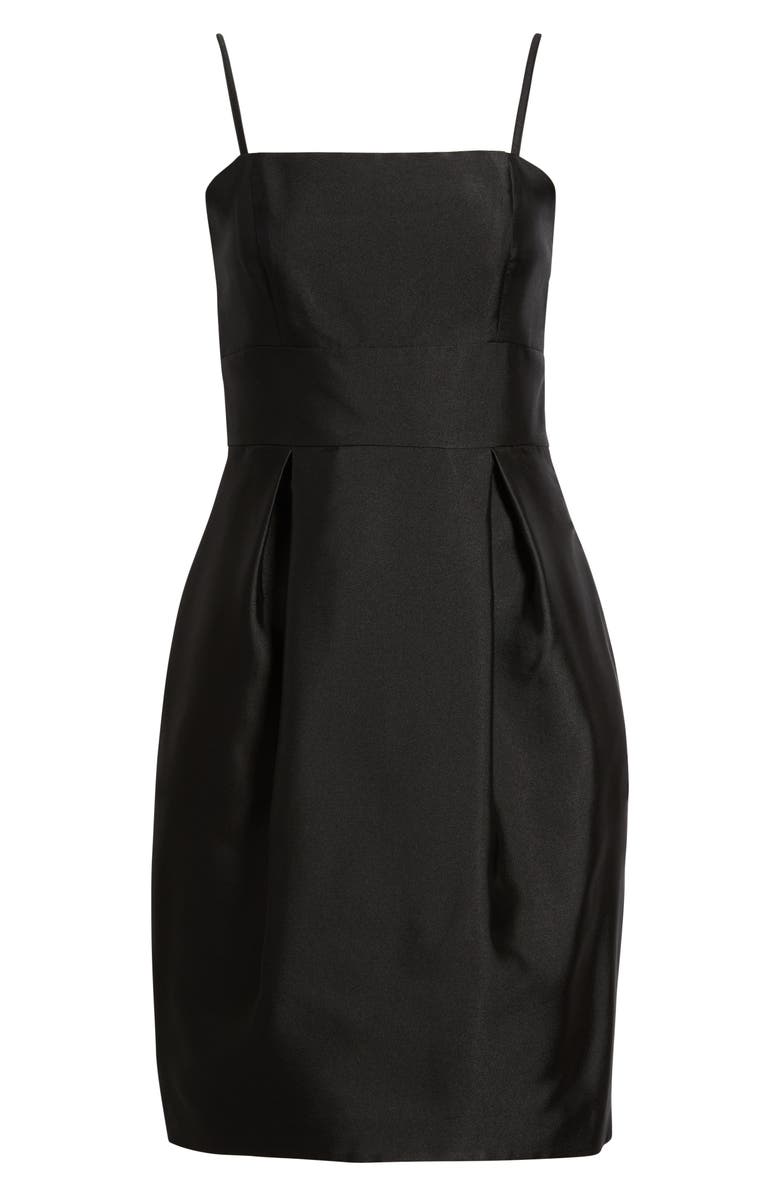 Eliza J Satin Twill Cocktail Dress, Alternate, color, Black