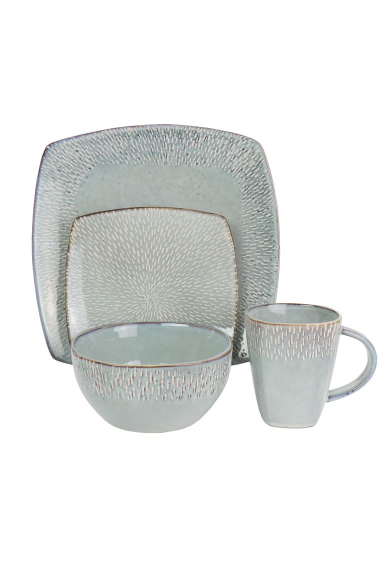 16 Piece Stoneware Dinnerware Set Service for 4, Alternate, color, Grey