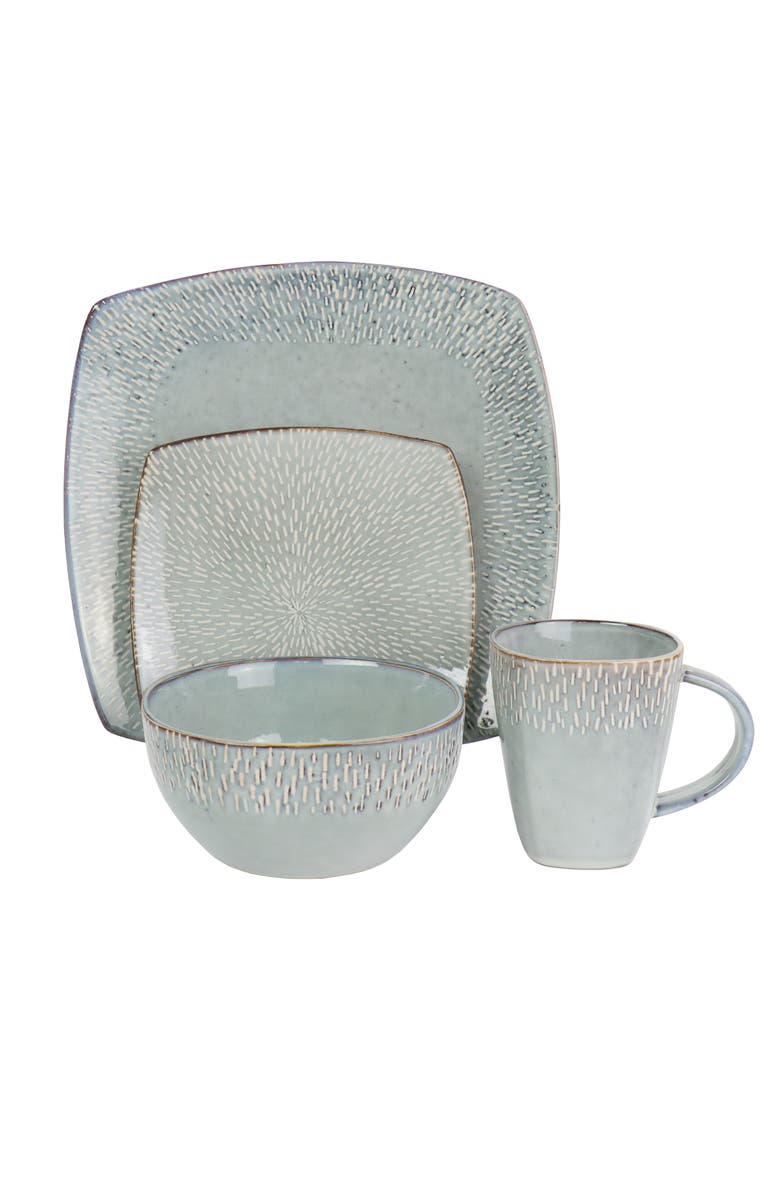 Meritage 16 Piece Stoneware Dinnerware Set Service for 4, Alternate, color, Grey