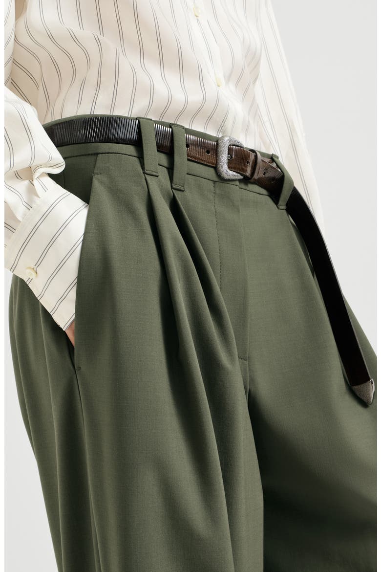 Tropical luxury wool tailored trousers with monili, Alternate, color, Green