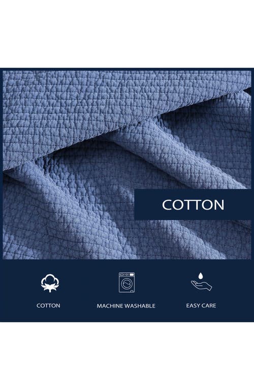 Nautica Seashore Stitch Enzyme Washed Reversible Quilt Set In Navy