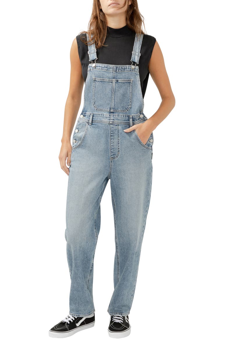 Silver Jeans Co. '90s Baggy Denim Overalls, Main, color, 
