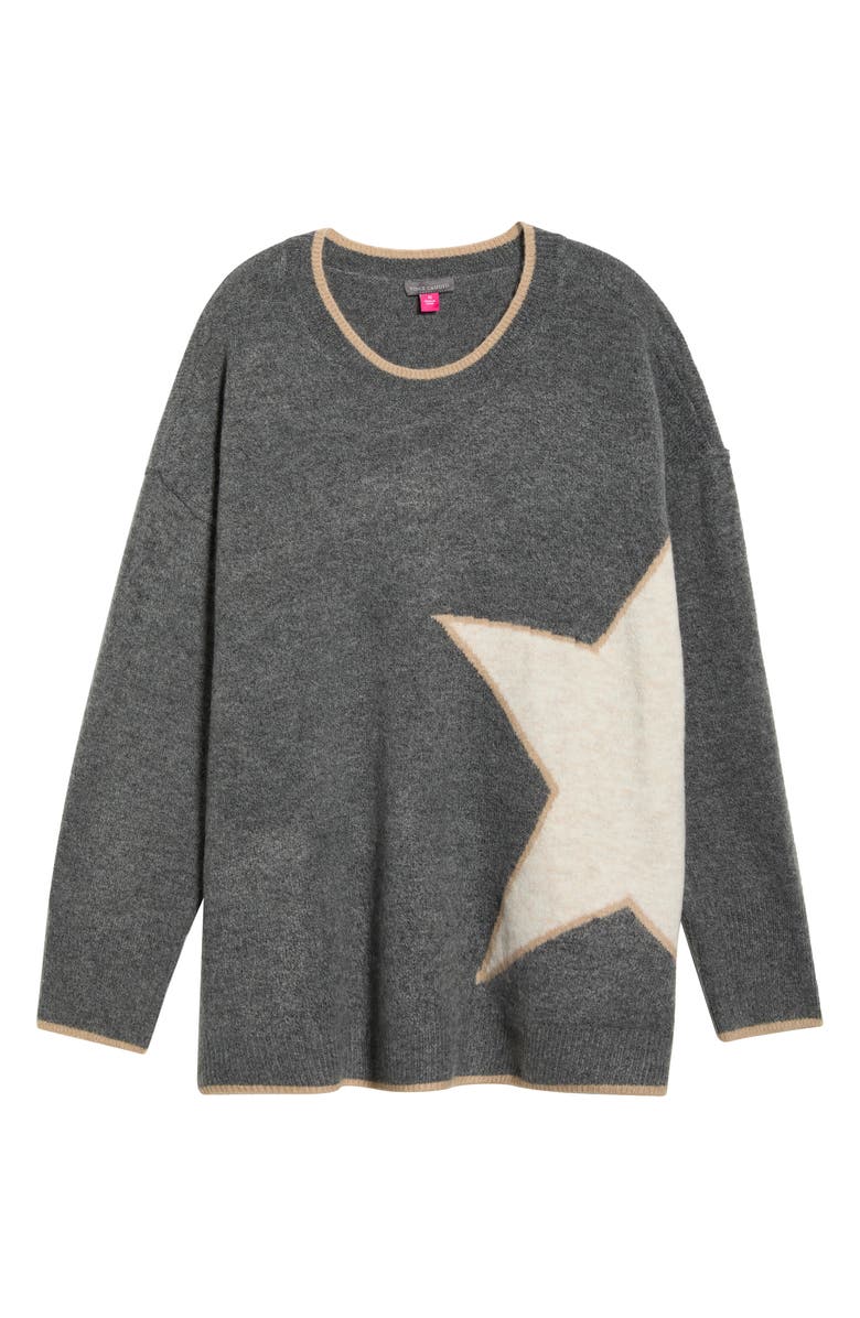 Vince Camuto Star Detail Crewneck Sweater, Alternate, color, Salt And Pepper
