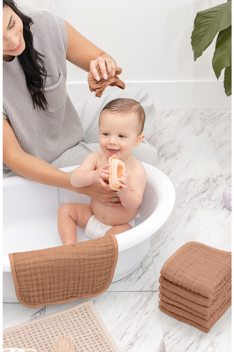 Muslin Washcloths - Pack of 6, Alternate, color, Caramel