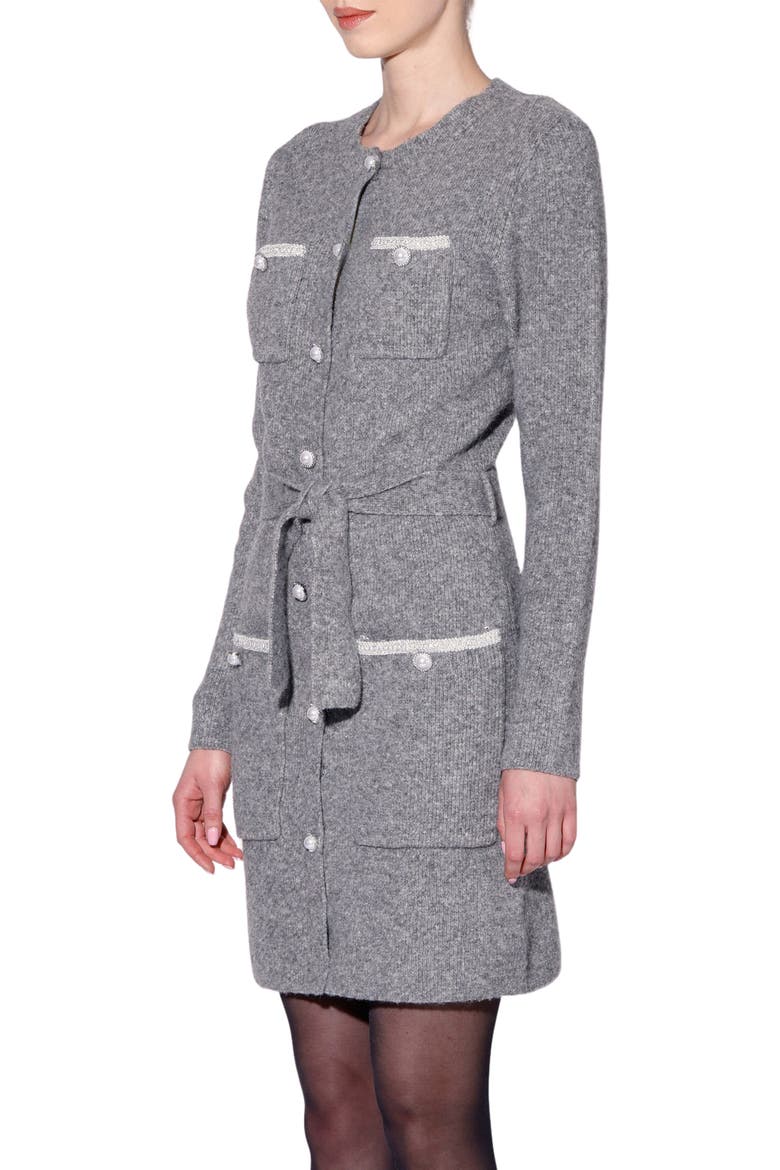 Beth Button Front Sweater Dress, Alternate, color, HEATHER GREY