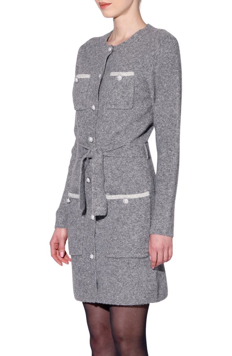 Walter Baker Beth Button Front Sweater Dress, Alternate, color, Heather Grey