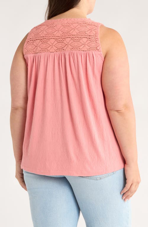 Lucky Brand Lace Trim Sleeveless Top In Pink