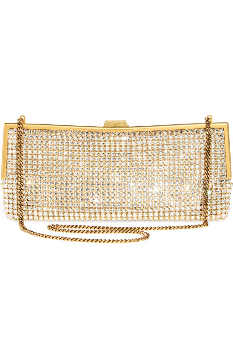 Saint Laurent Crystal Mesh Frame Clutch, Alternate, color,