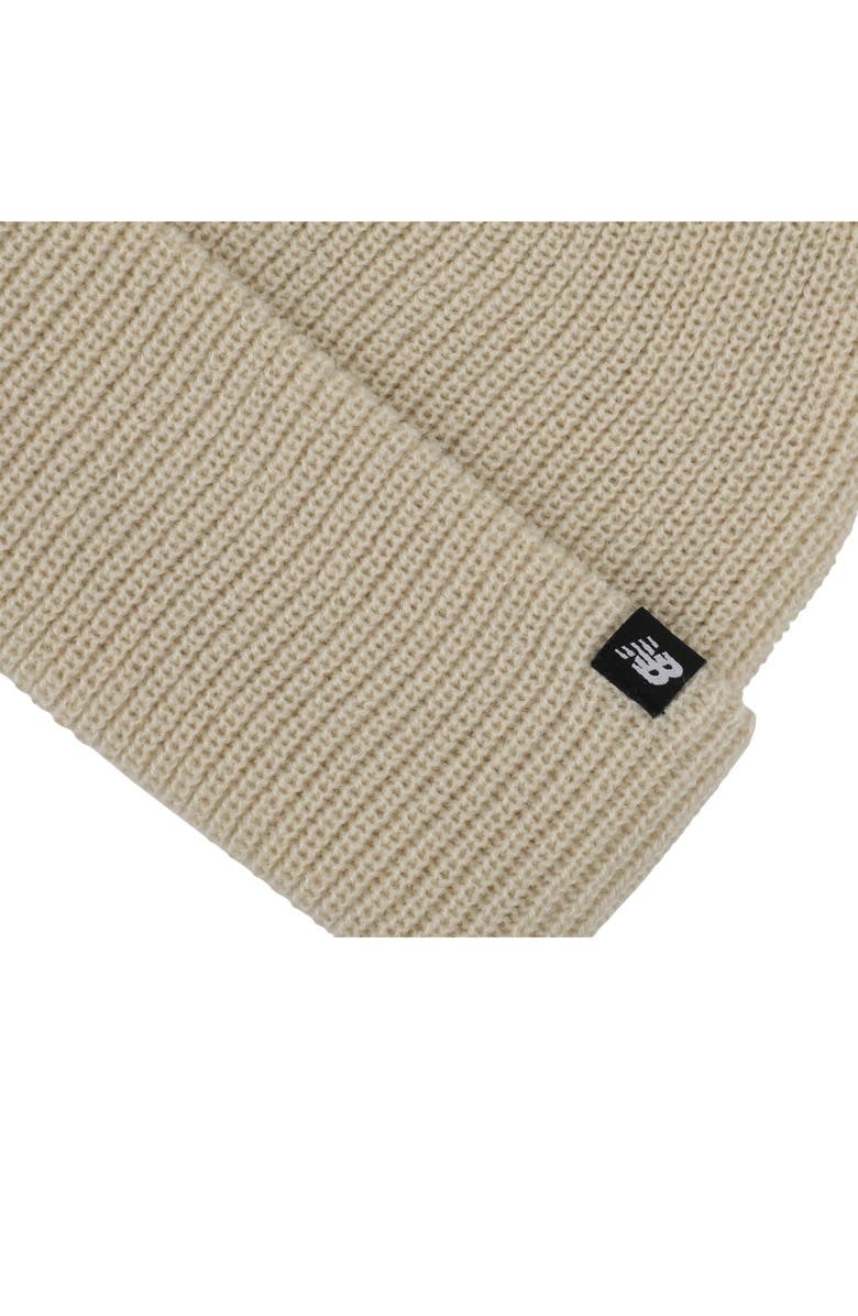 New Balance Patch Fisherman Knit Beanie, Alternate, color, Timberwolf