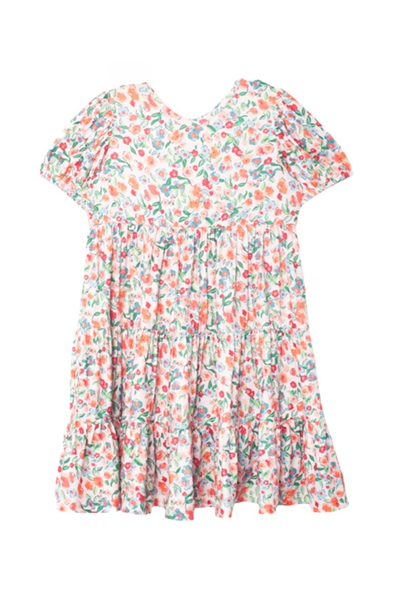Mabel + Honey Florentine Short Gathered Sleeve Dress, Main, color, Orange