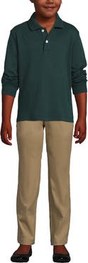 Lands' End School Uniform Kids Long Sleeve Interlock Polo Shirt